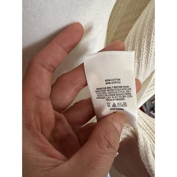 Express Women's Long Cardigan Open Front White Oversized Size L New Without Tag‎ - Picture 7 of 7